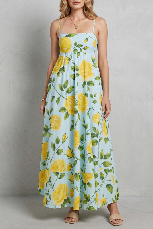 Roselune – Square neck floral charm – Maxi dress