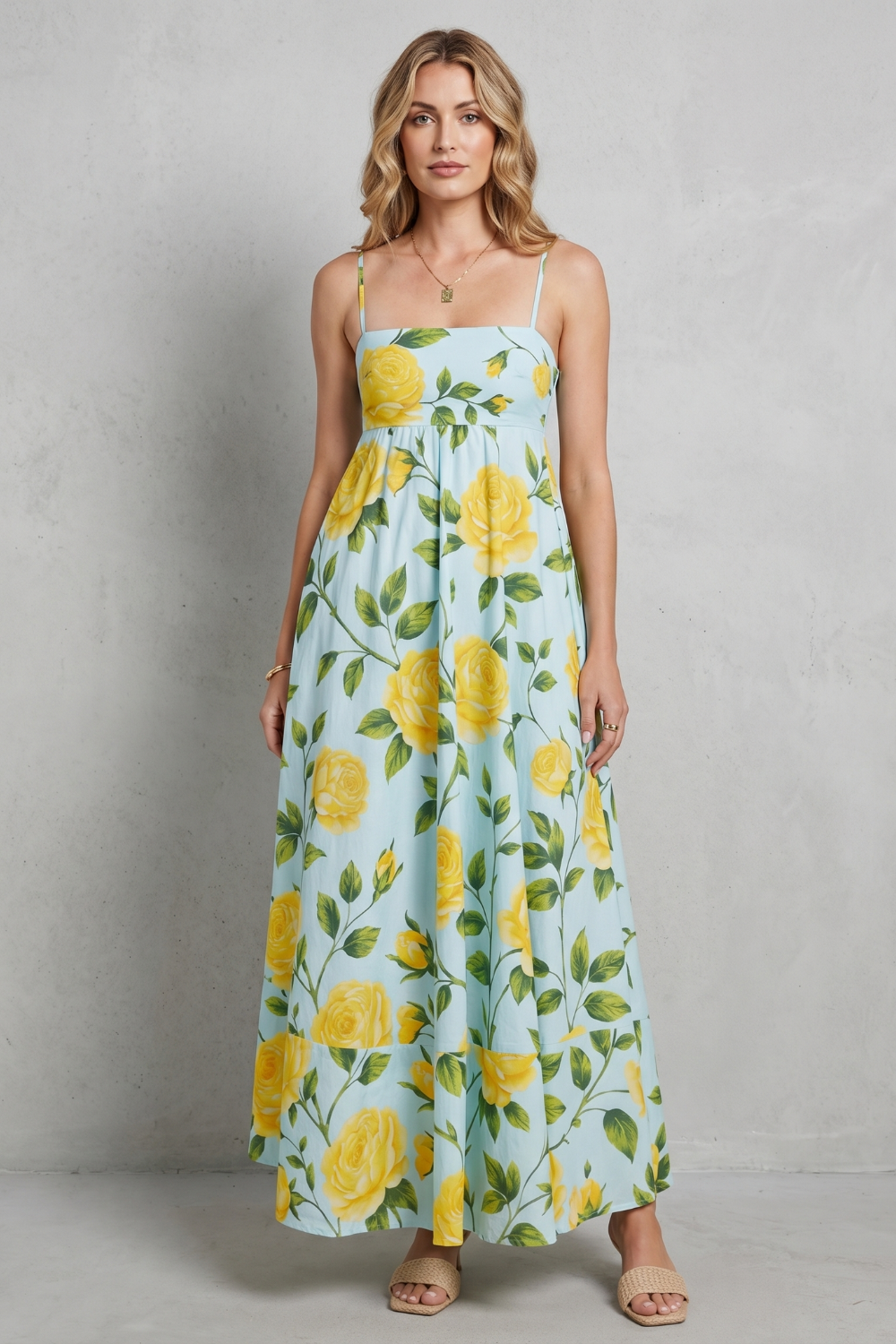 Roselune – Square neck floral charm – Maxi dress