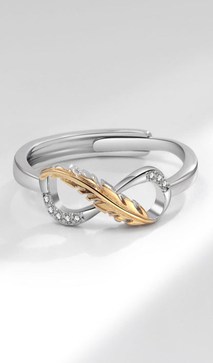 RHINESTONE ADJUSTABLE GEOMETRIC FEATHER RINGS