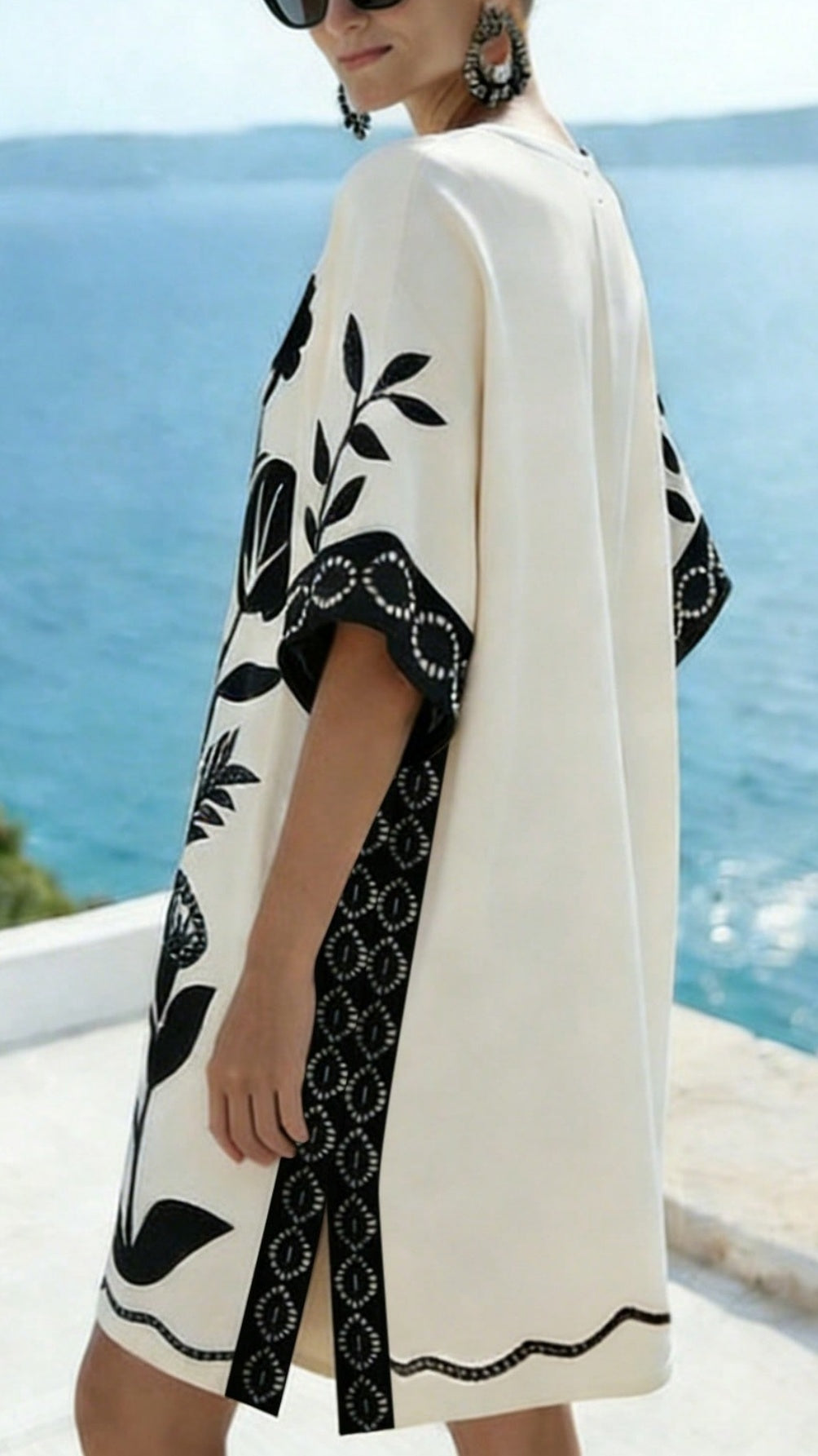 Women's Loose-Fit Printed V-Neck Casual Vacation Dress
