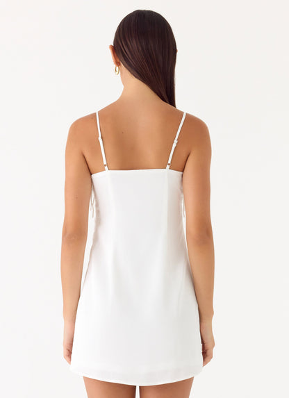 Siren Beaded Sequin Mini Dress - White