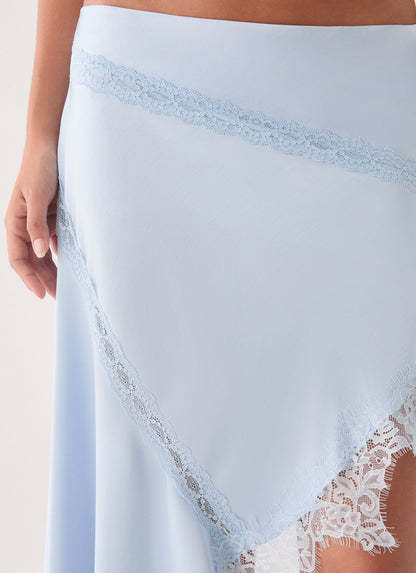Suay Asymmetrical Midi Skirt - Blue