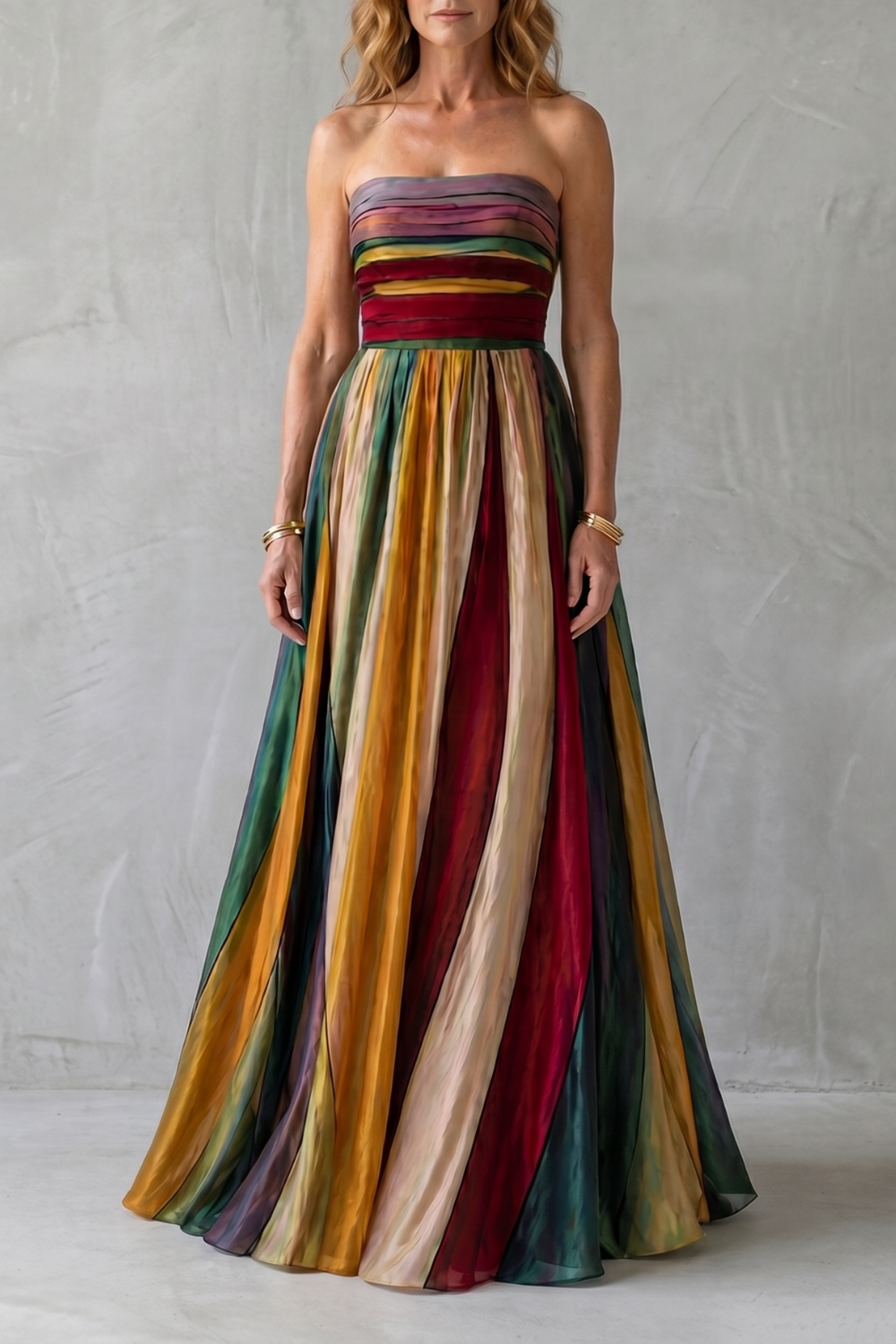 Valessia – Multicolour sunset stripes – Maxi dress