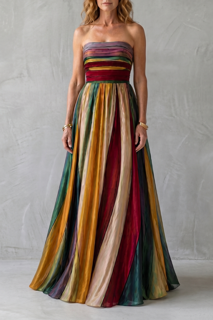 Valessia – Multicolour sunset stripes – Maxi dress