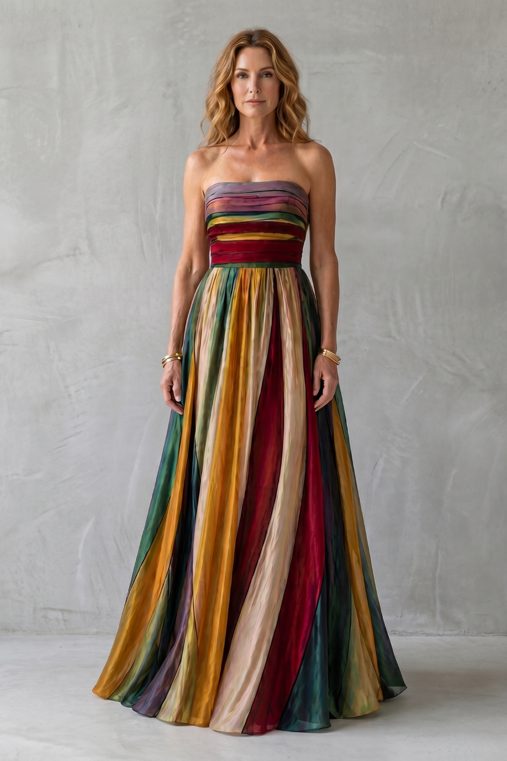 Valessia – Multicolour sunset stripes – Maxi dress