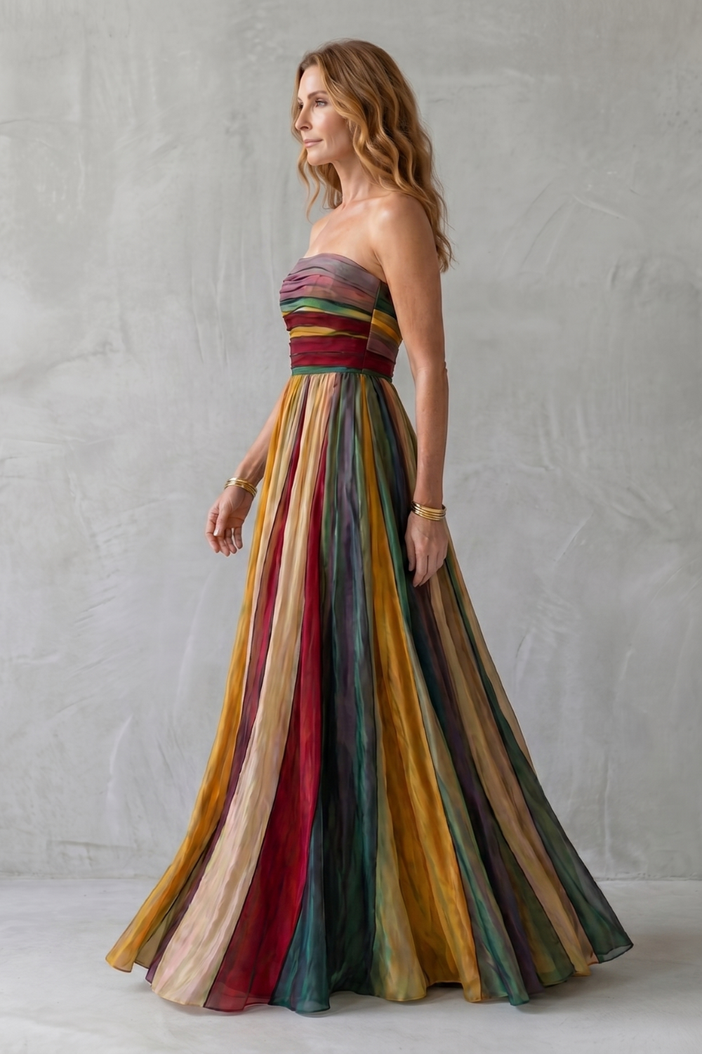 Valessia – Multicolour sunset stripes – Maxi dress