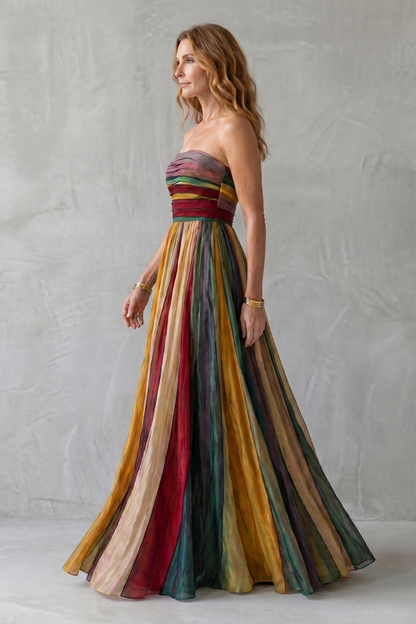 Valessia – Multicolour sunset stripes – Maxi dress