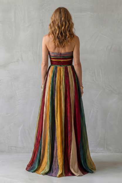Valessia – Multicolour sunset stripes – Maxi dress