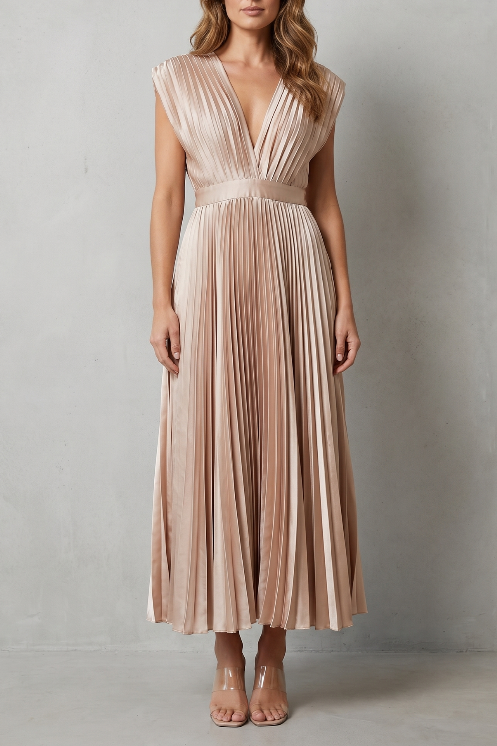 Veloria – Flowing pleated elegance – Midi dress