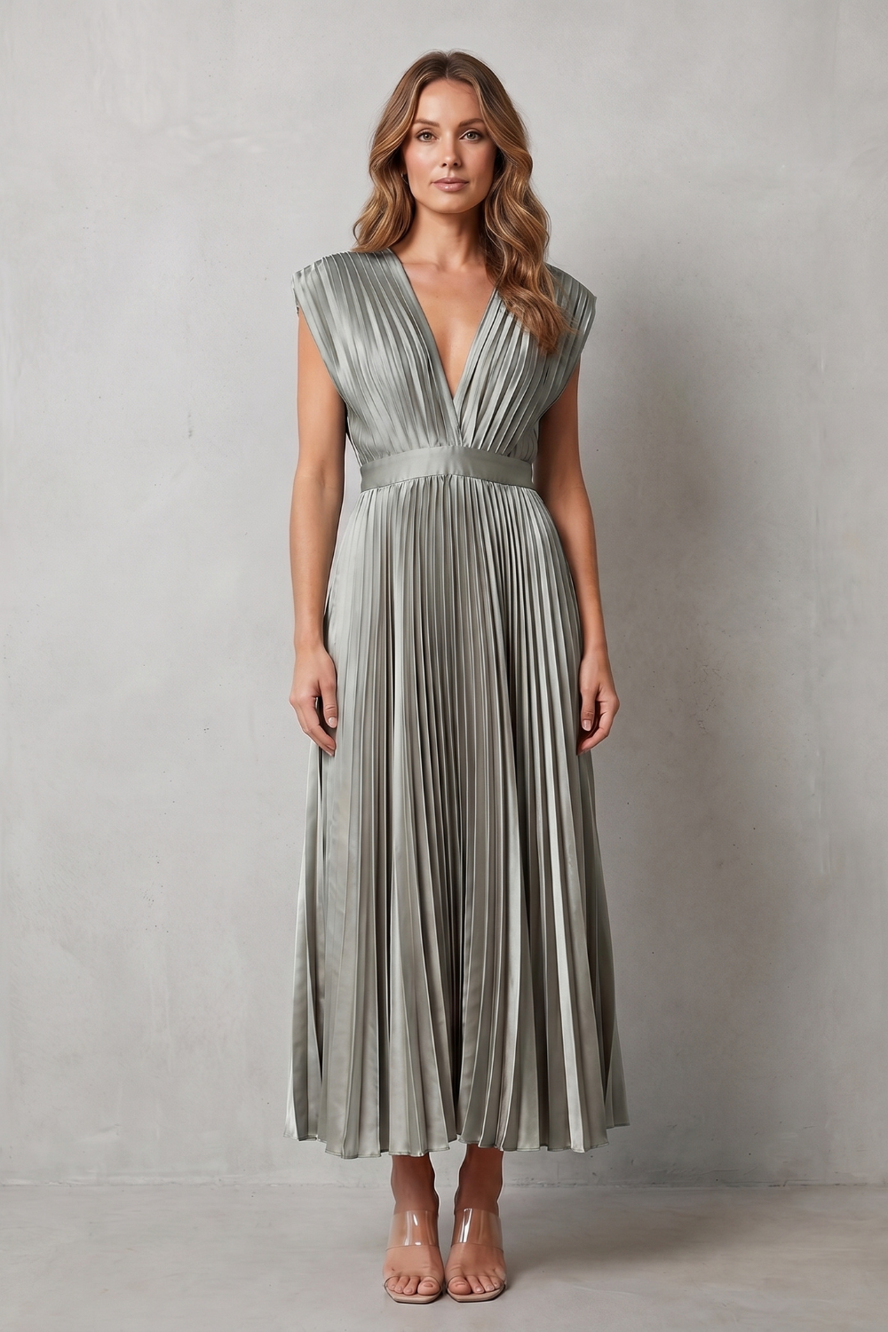 Veloria – Flowing pleated elegance – Midi dress