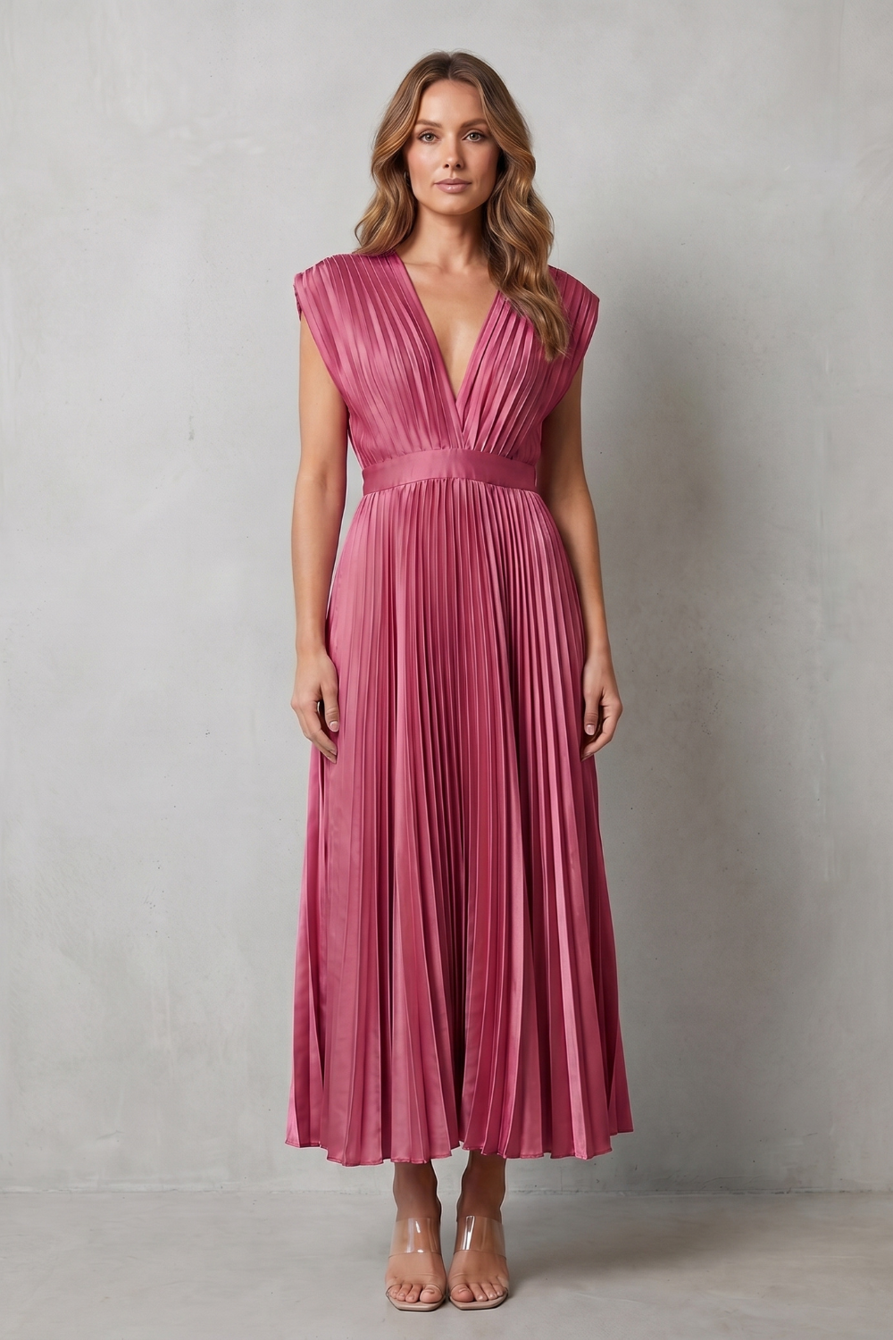 Veloria – Flowing pleated elegance – Midi dress