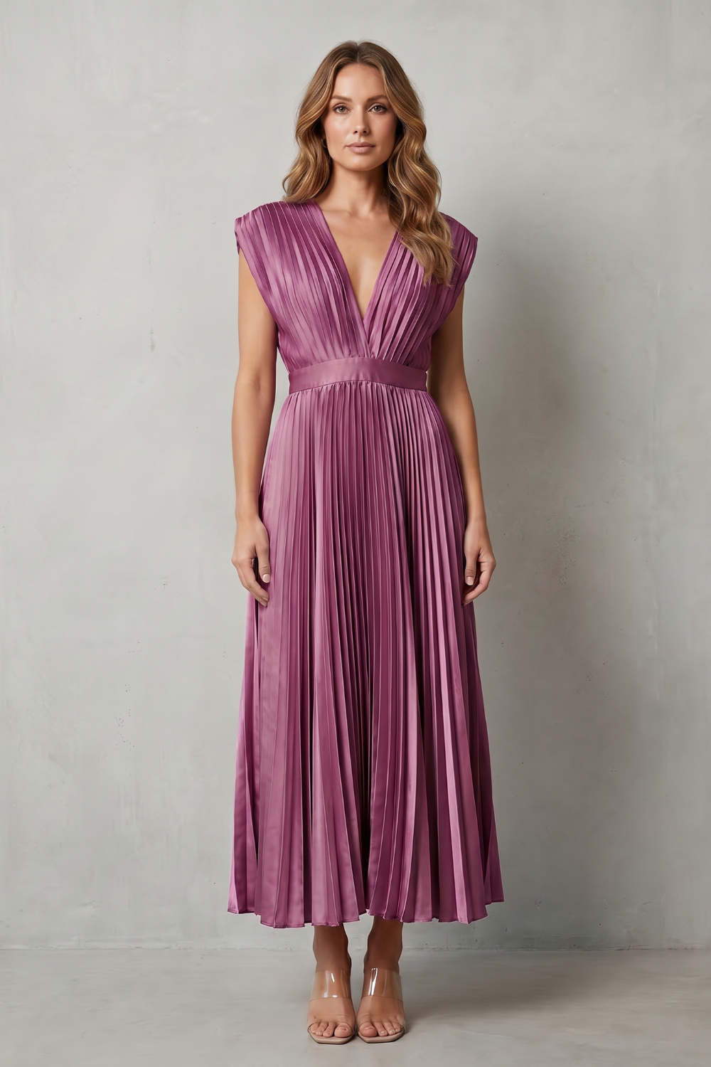 Veloria – Flowing pleated elegance – Midi dress