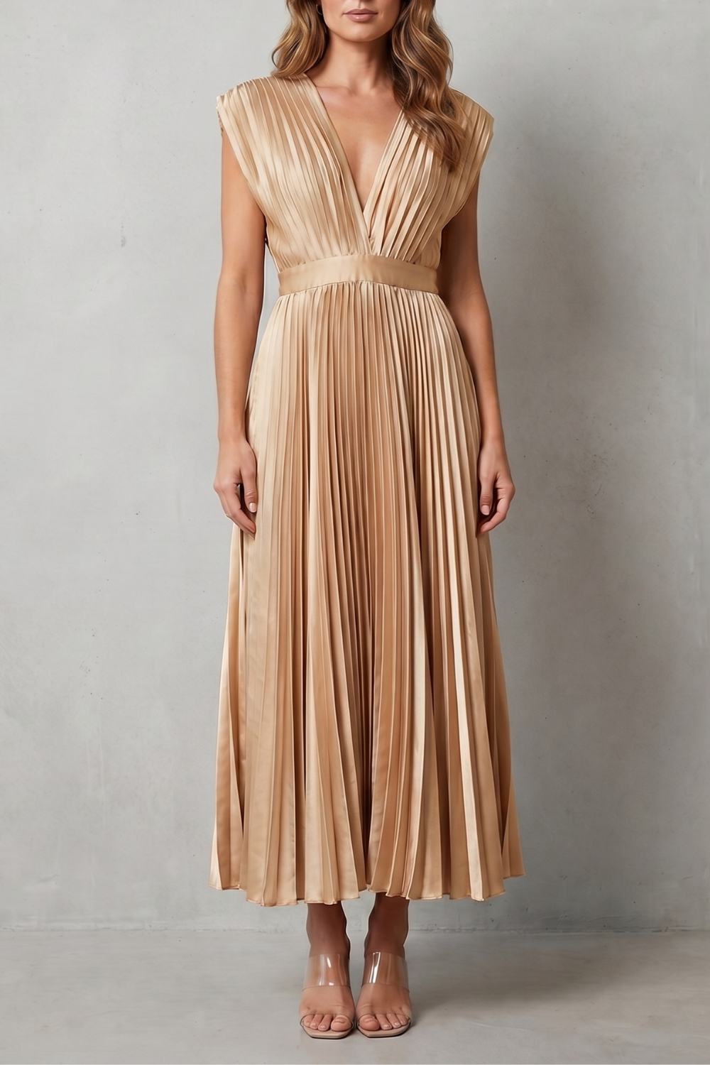 Veloria – Flowing pleated elegance – Midi dress