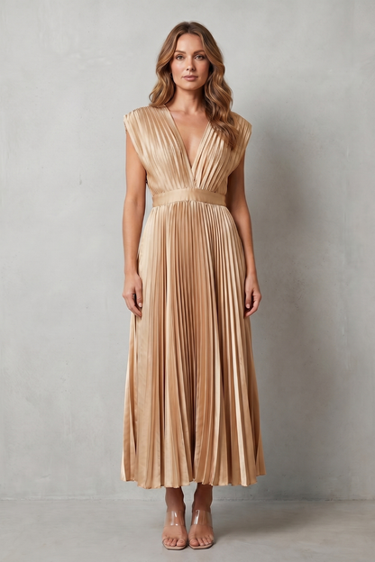Veloria – Flowing pleated elegance – Midi dress