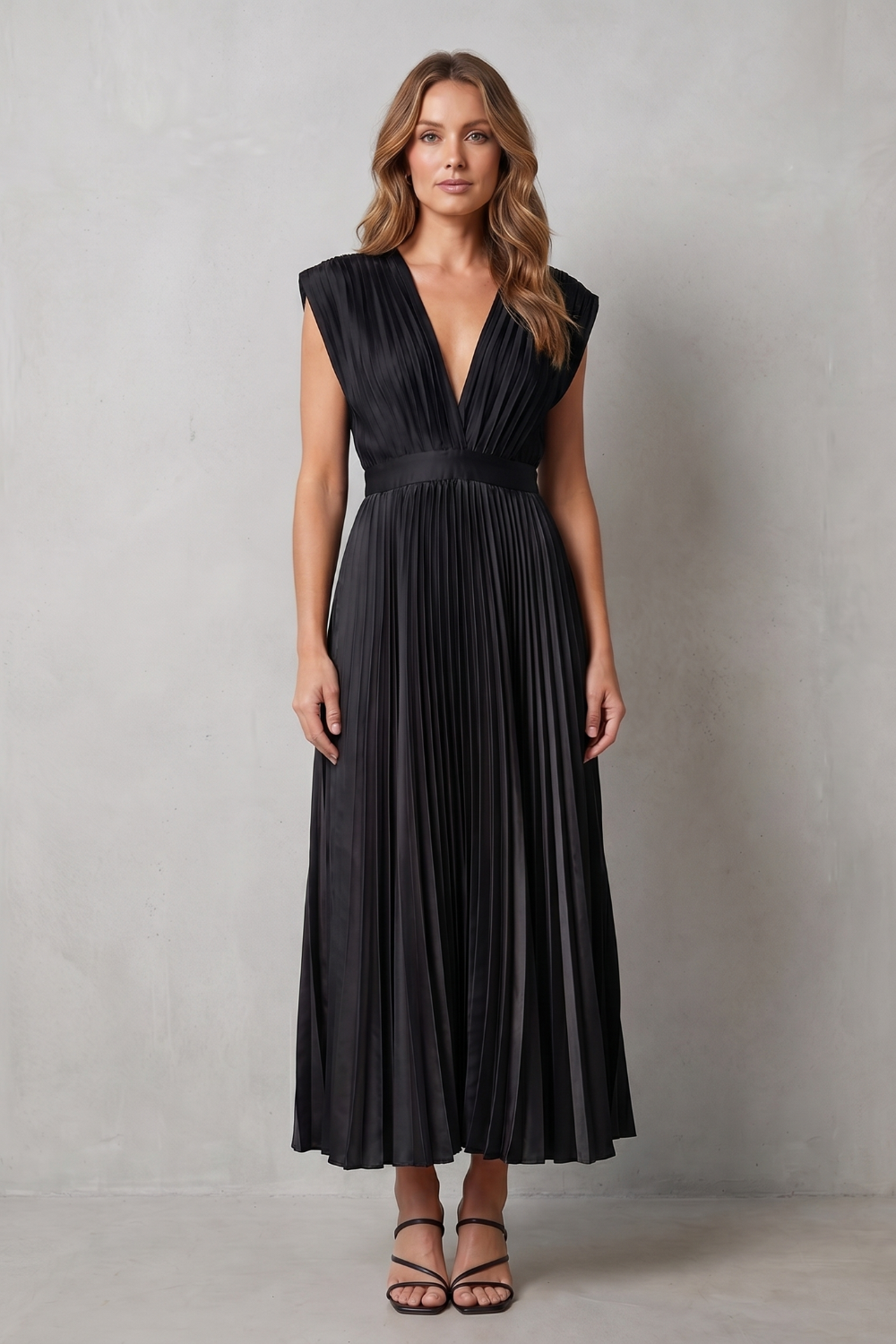 Veloria – Flowing pleated elegance – Midi dress