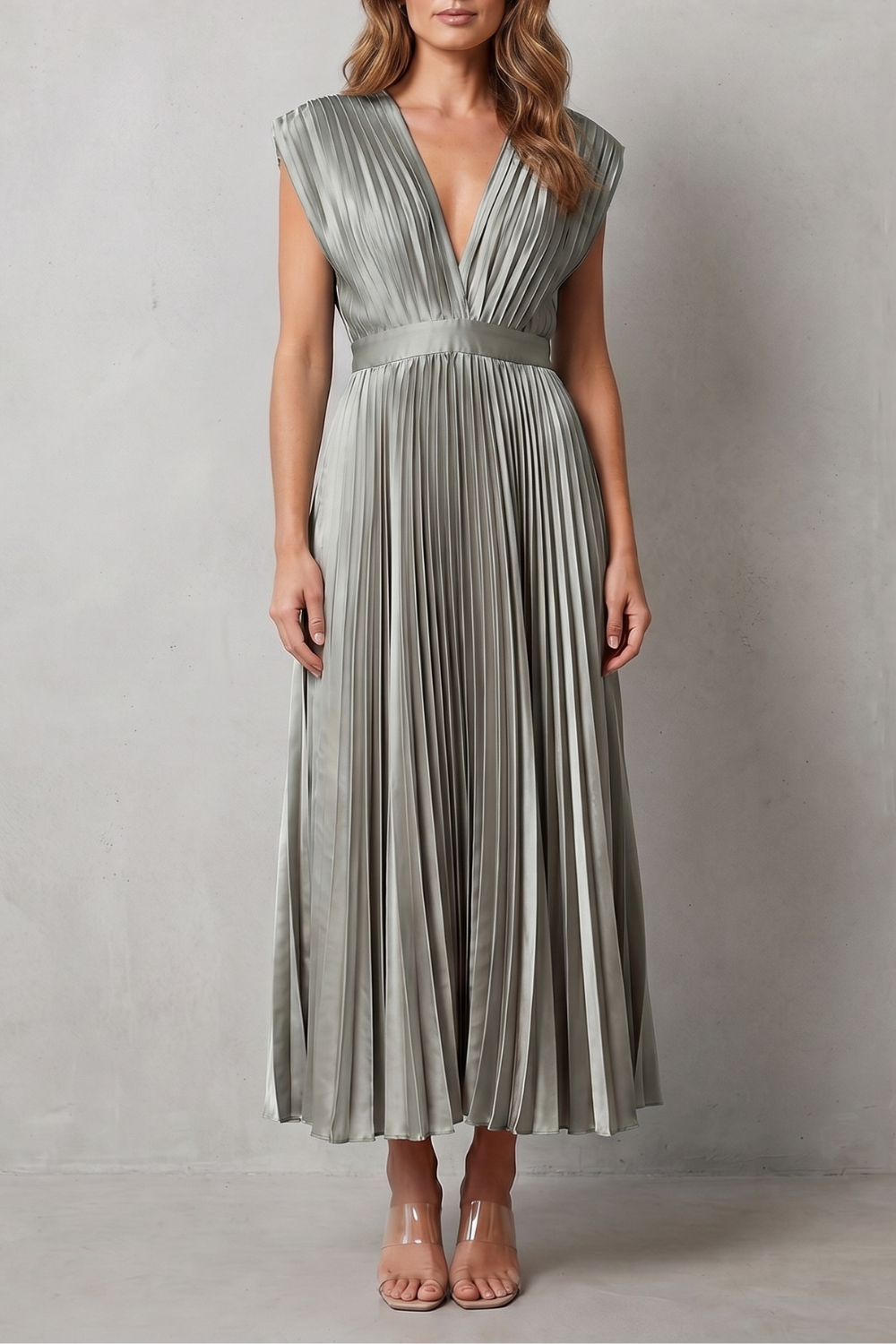 Veloria – Flowing pleated elegance – Midi dress