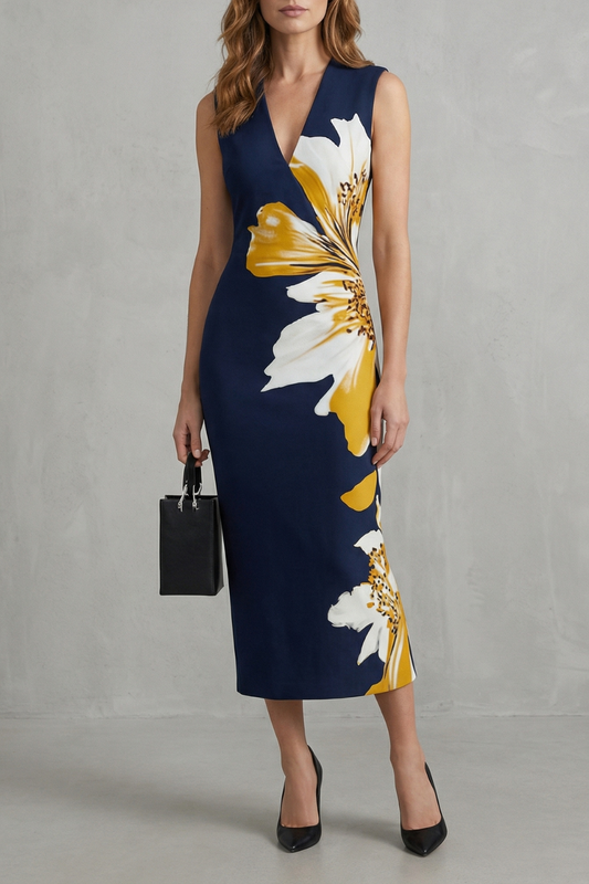 Veloura – Bold floral contrast – Midi dress
