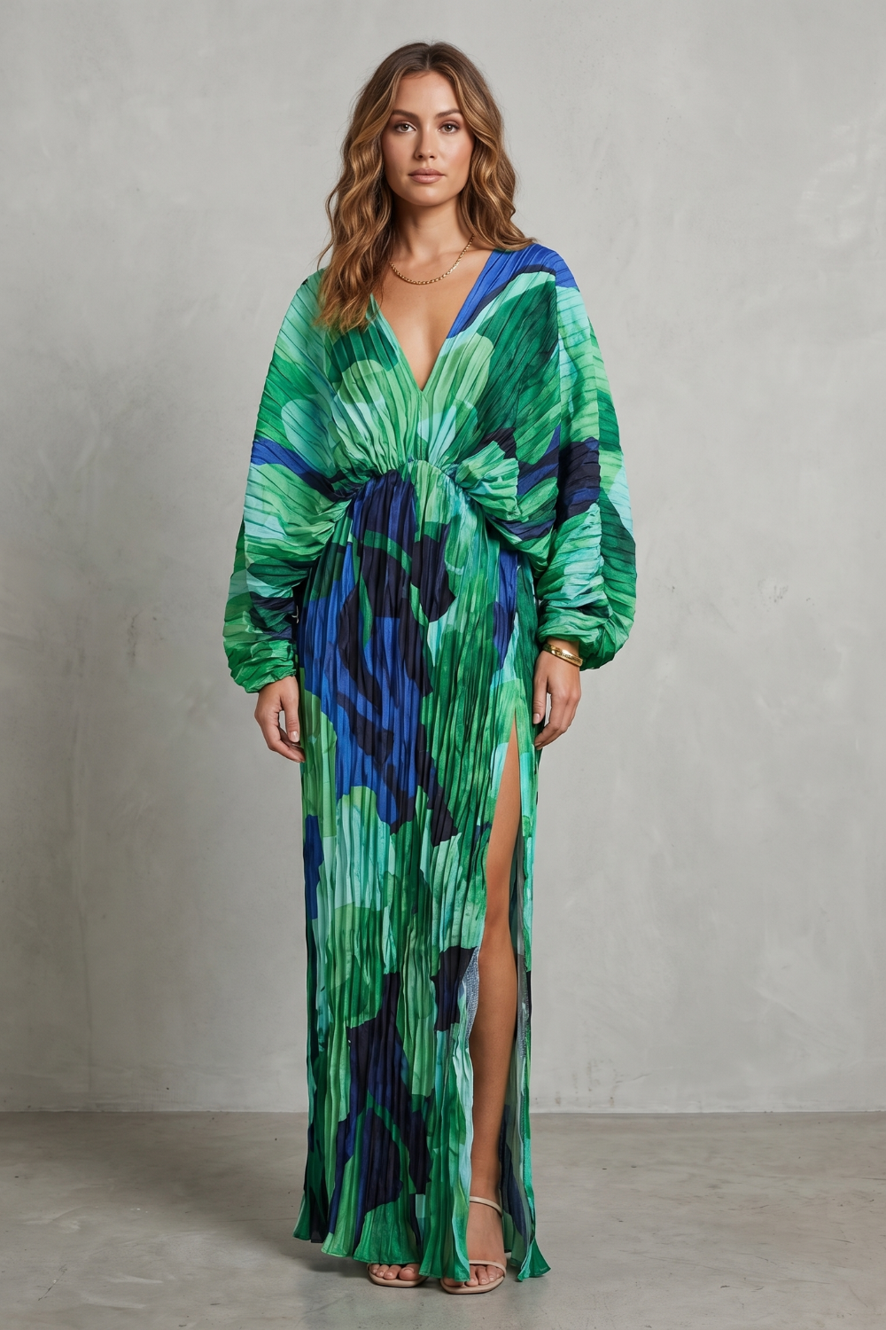 Verdanova – Pleated kimono allure – Maxi dress