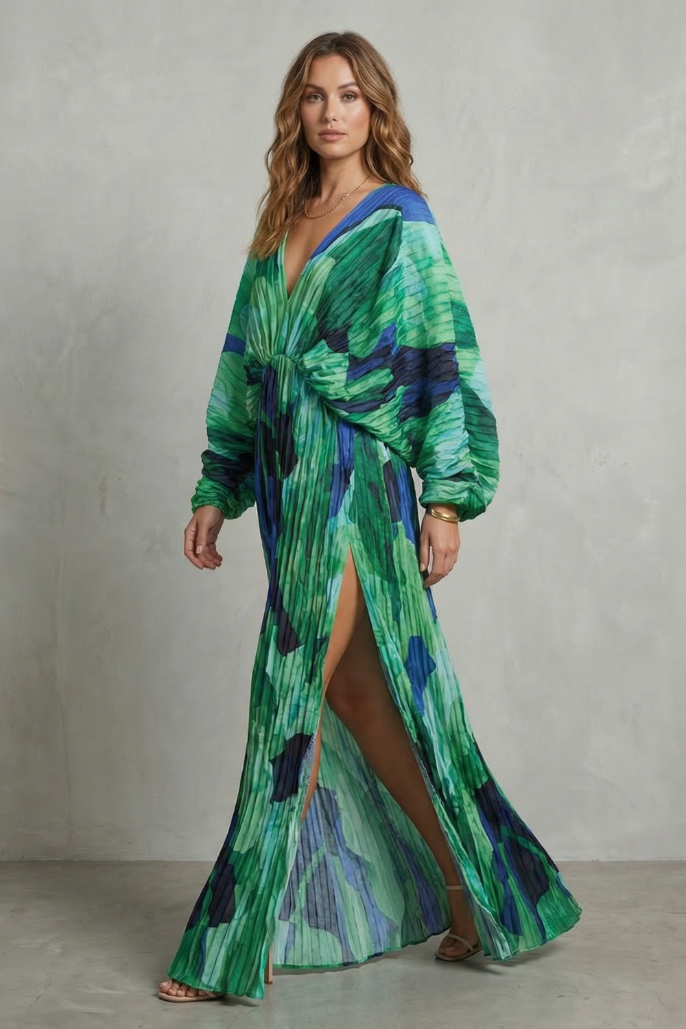 Verdanova – Pleated kimono allure – Maxi dress
