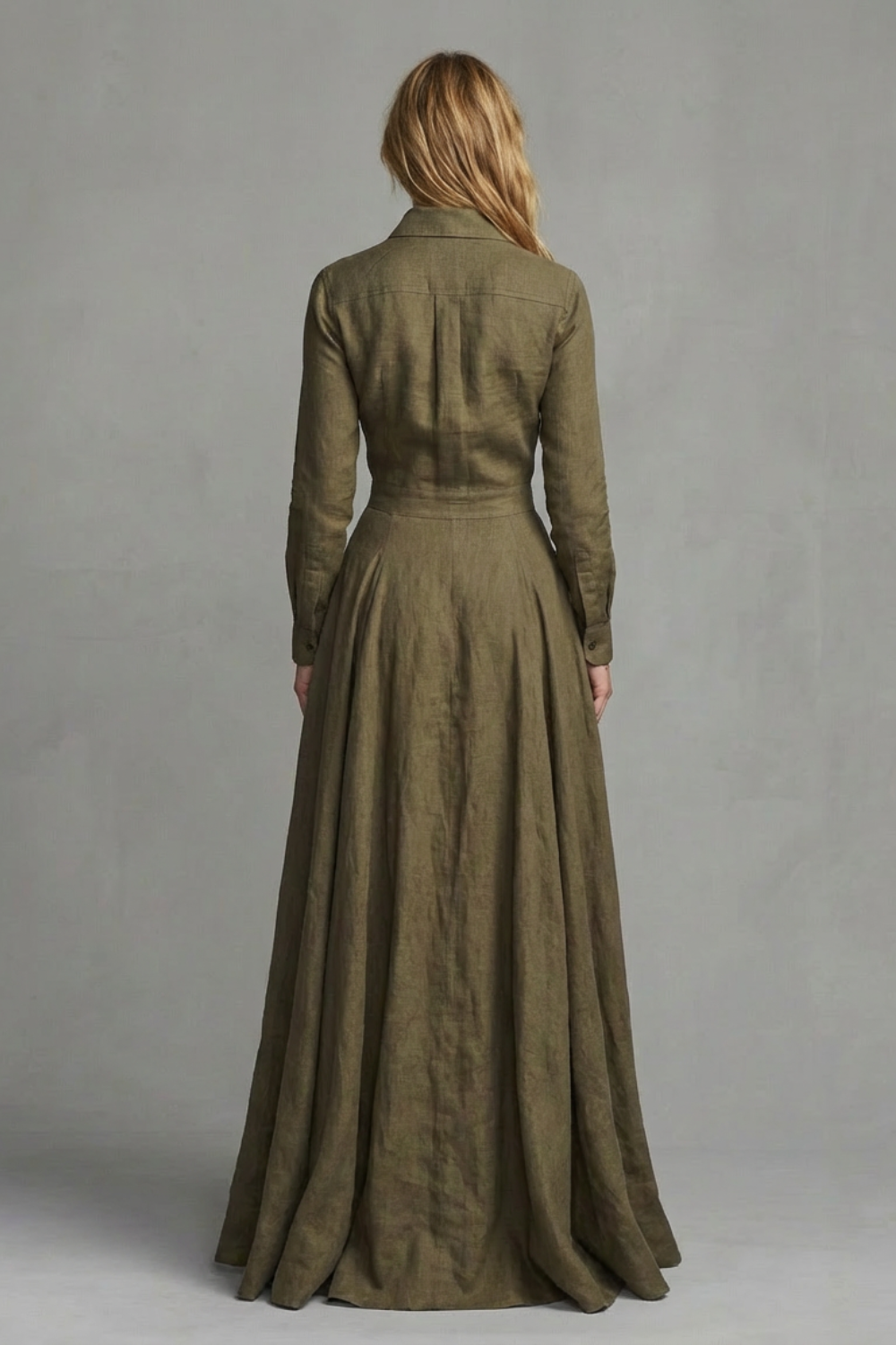 Verona – Long-Sleeved Collared Maxi Dress