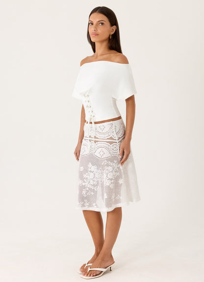 Yanna Midi Skirt - White