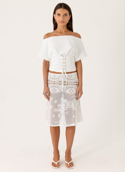 Yanna Midi Skirt - White