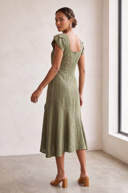 Scandinavian Minimal linen-viscose Midi Skirt for summer dinner plum linen-viscose, cotton poplin or washed silk blend Midi Skirt - product view 4