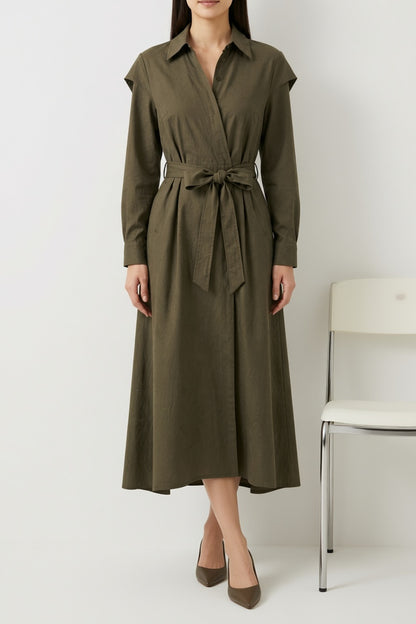 European Premium Fabric Midi Dress for Everyday Premium Fabric Womenswear - product view 2