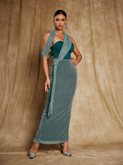 Omilaní Strapless Bandage Maxi Dress