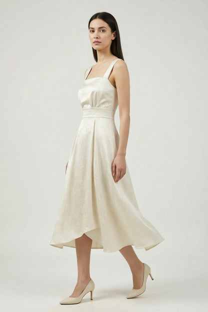 French Riviera matte crepe Midi Dress for urban workday sea-glass green matte crepe, compact viscose or washed satin with low shine Midi Dress - product view 3
