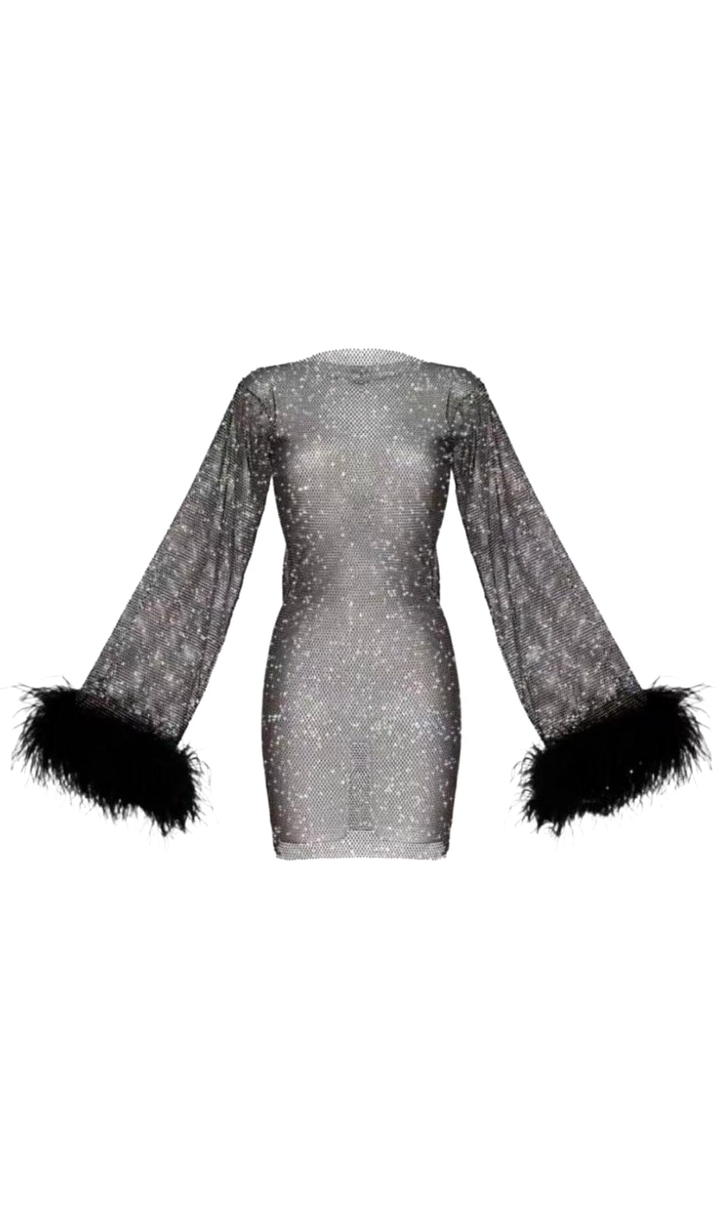 FEATHER MESH MINI DRESS IN WHITE Dresses styleofcb 