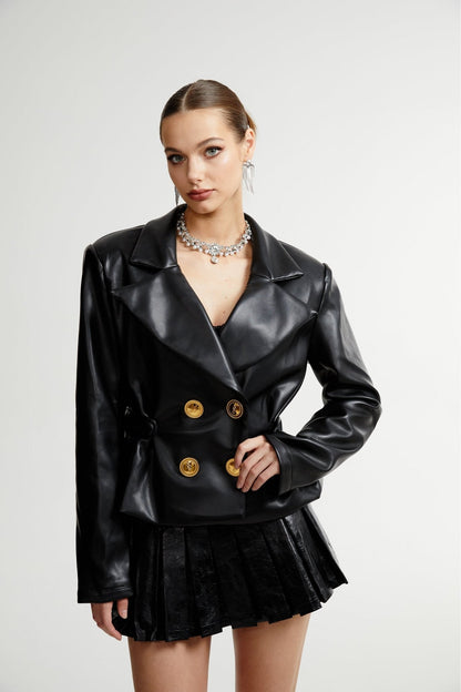 Calista black leather jacket