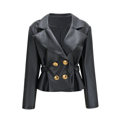 Calista black leather jacket