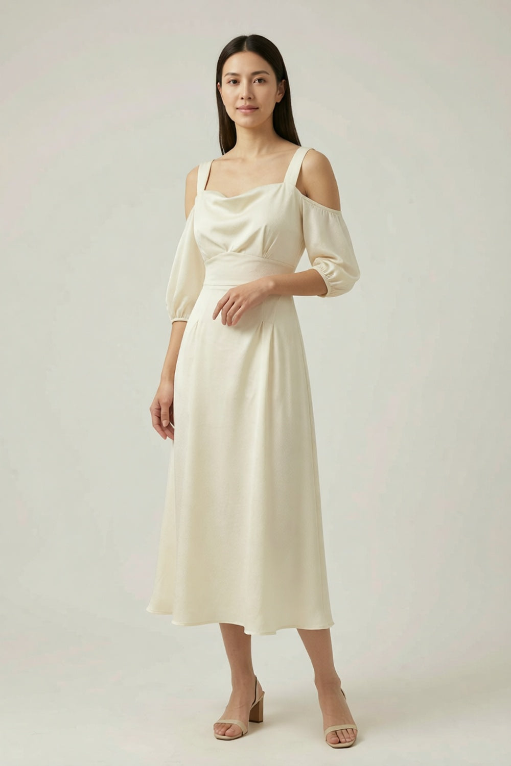 Italian Garden premium compact jersey or fluid Tencel blend Midi Dress for creative office clay red premium compact jersey or fluid Tencel blend Midi Dress - product view 2