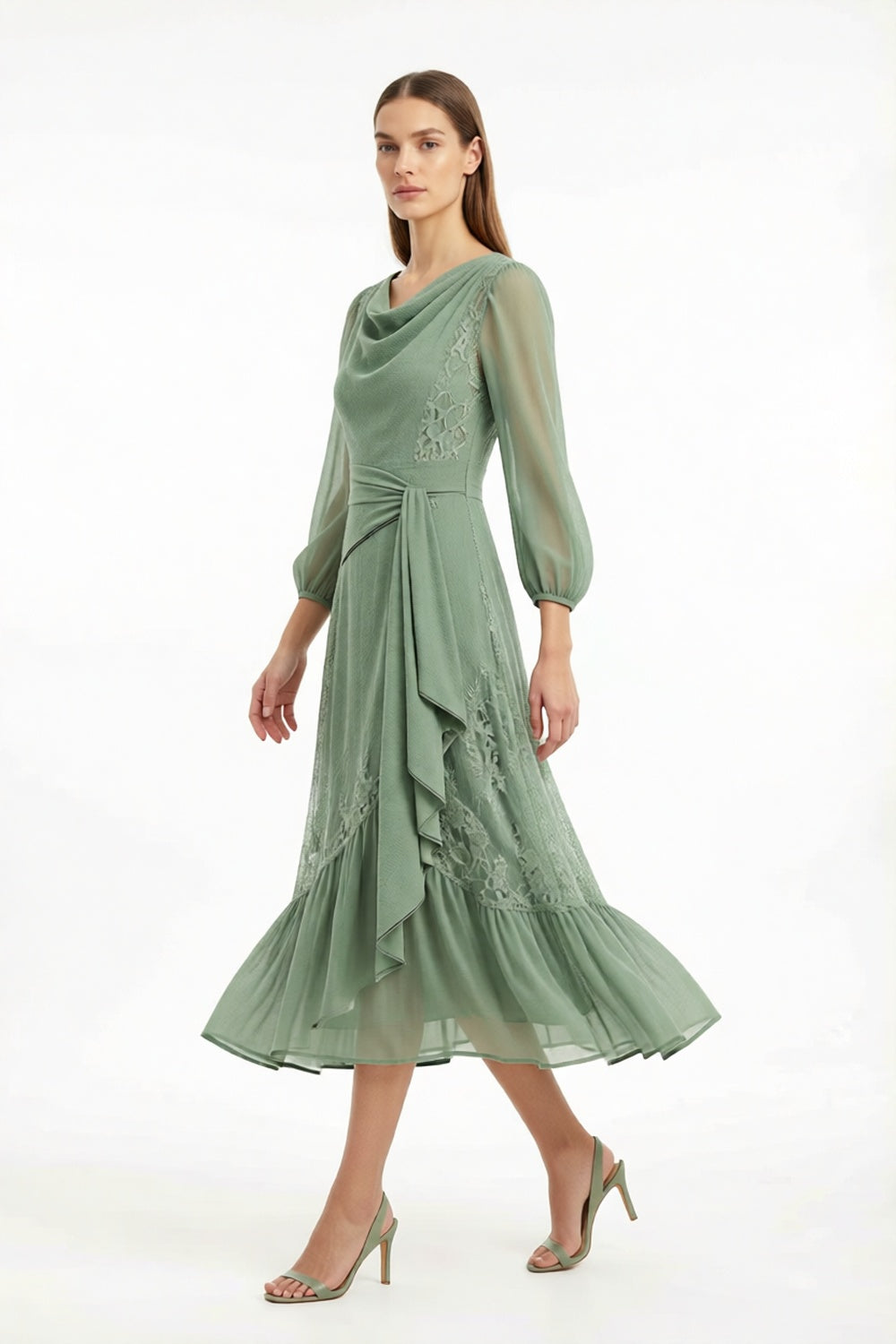 Italian Garden premium compact jersey or fluid Tencel blend Midi Dress for creative office clay red premium compact jersey or fluid Tencel blend Midi Dress - product view 3