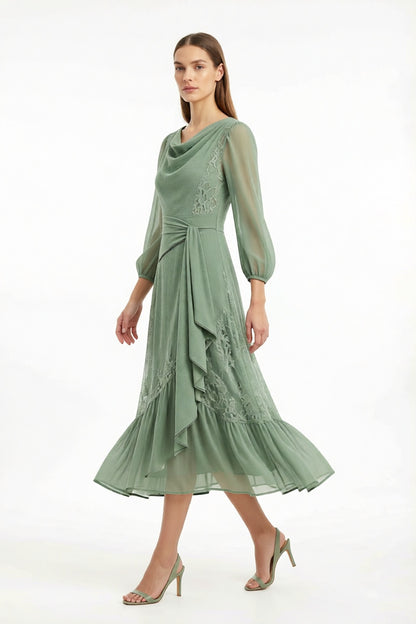 Italian Garden premium compact jersey or fluid Tencel blend Midi Dress for creative office clay red premium compact jersey or fluid Tencel blend Midi Dress - product view 3