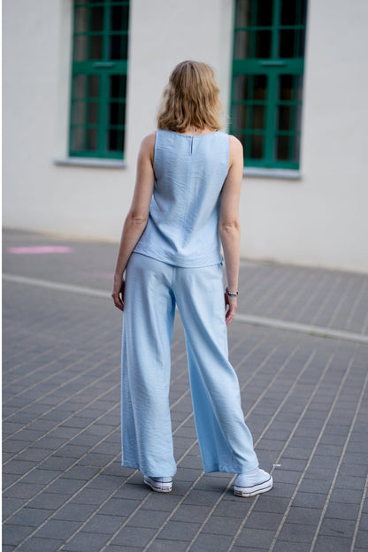 Echo viscose wide-leg trousers set - blue
