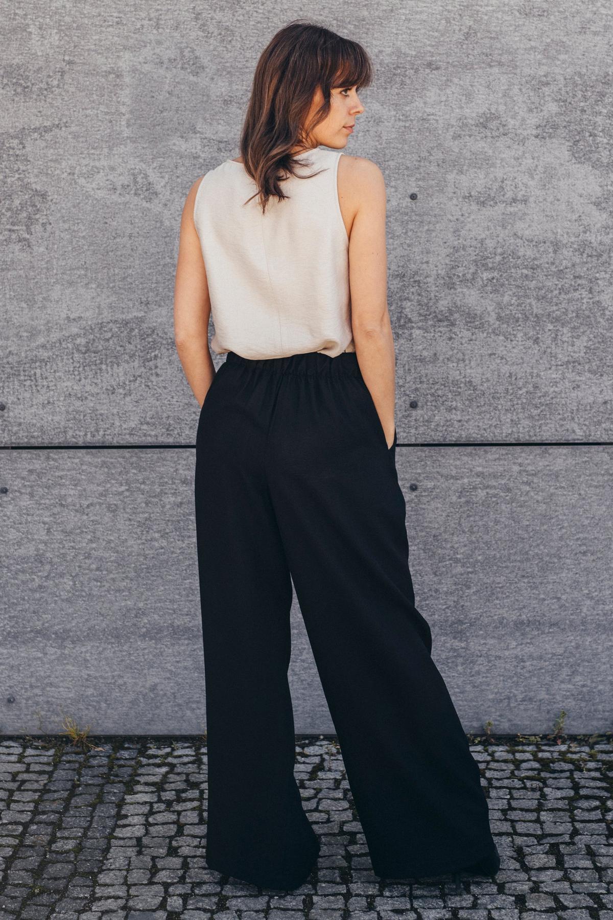Echo Viscose Wide Leg Trousers – Black