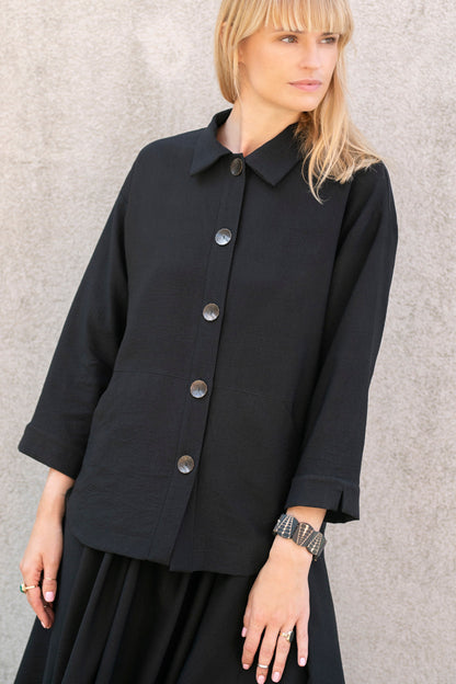 Echo viscose shirt with pockets – black