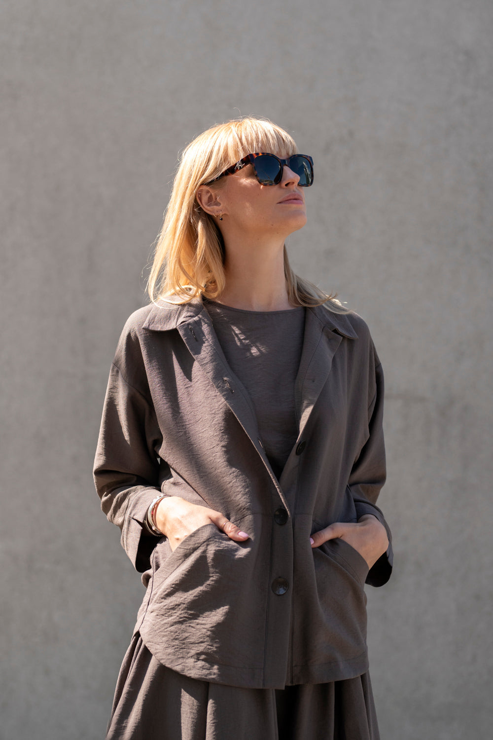 Echo viscose shirt with pockets – cocoa