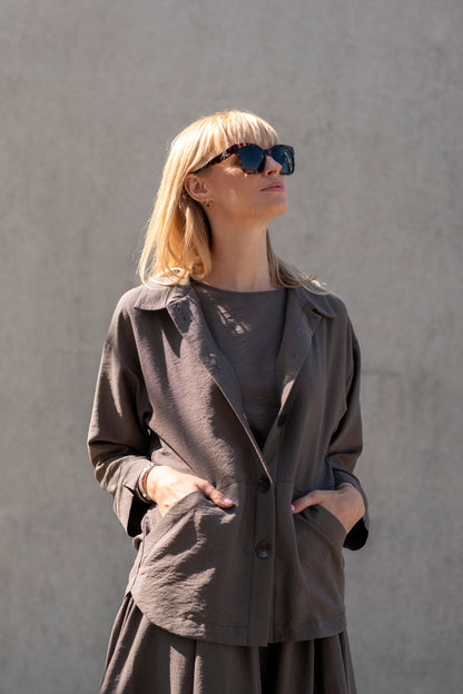 Echo viscose shirt with pockets – cocoa