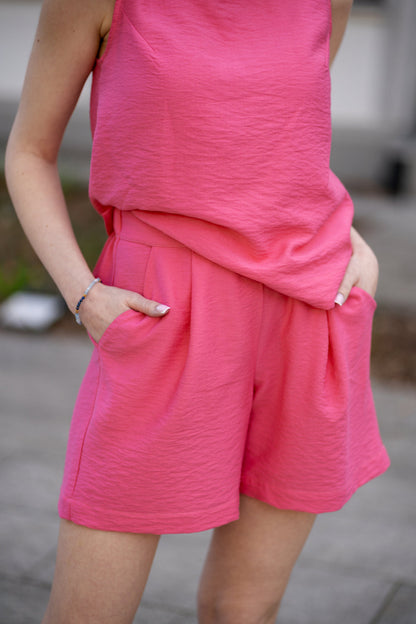 Echo viscose shorts set with pockets - raspberry
