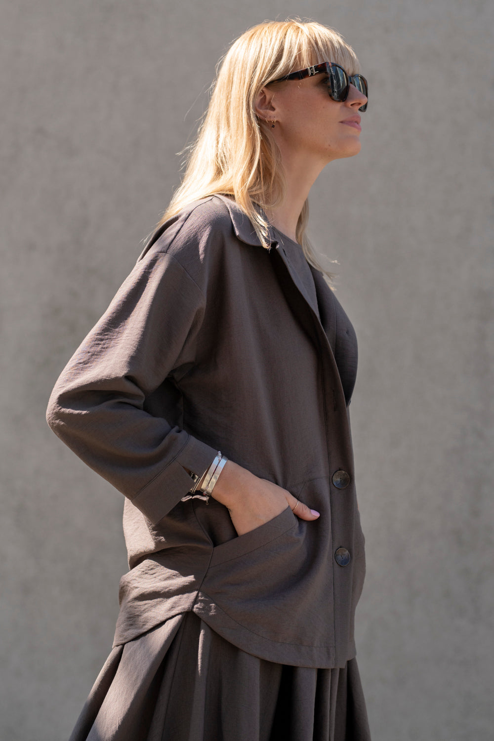 Echo viscose shirt with pockets – cocoa