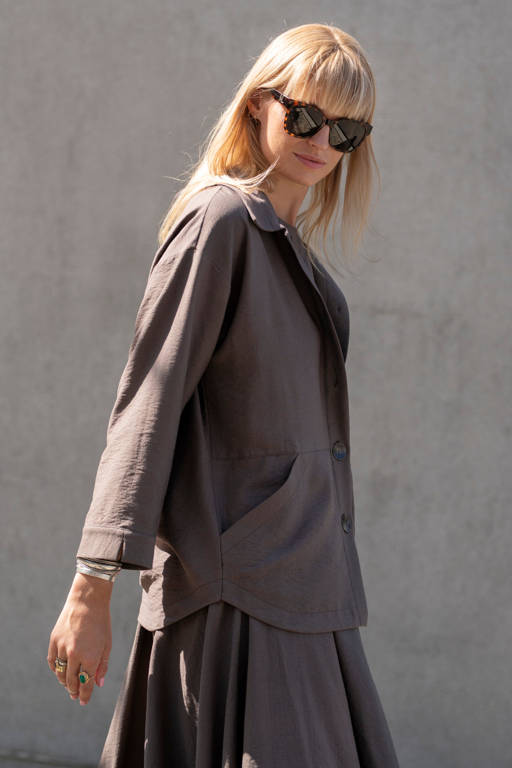 Echo viscose shirt with pockets – cocoa