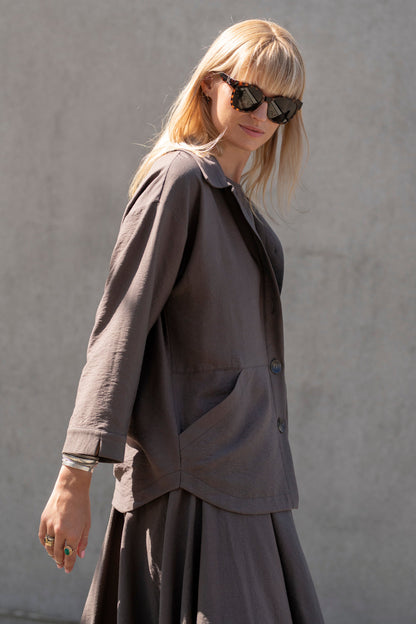 Echo viscose shirt with pockets – cocoa