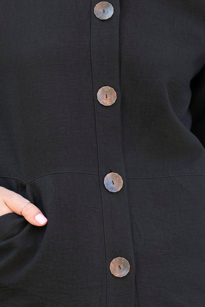 Echo viscose shirt with pockets – black