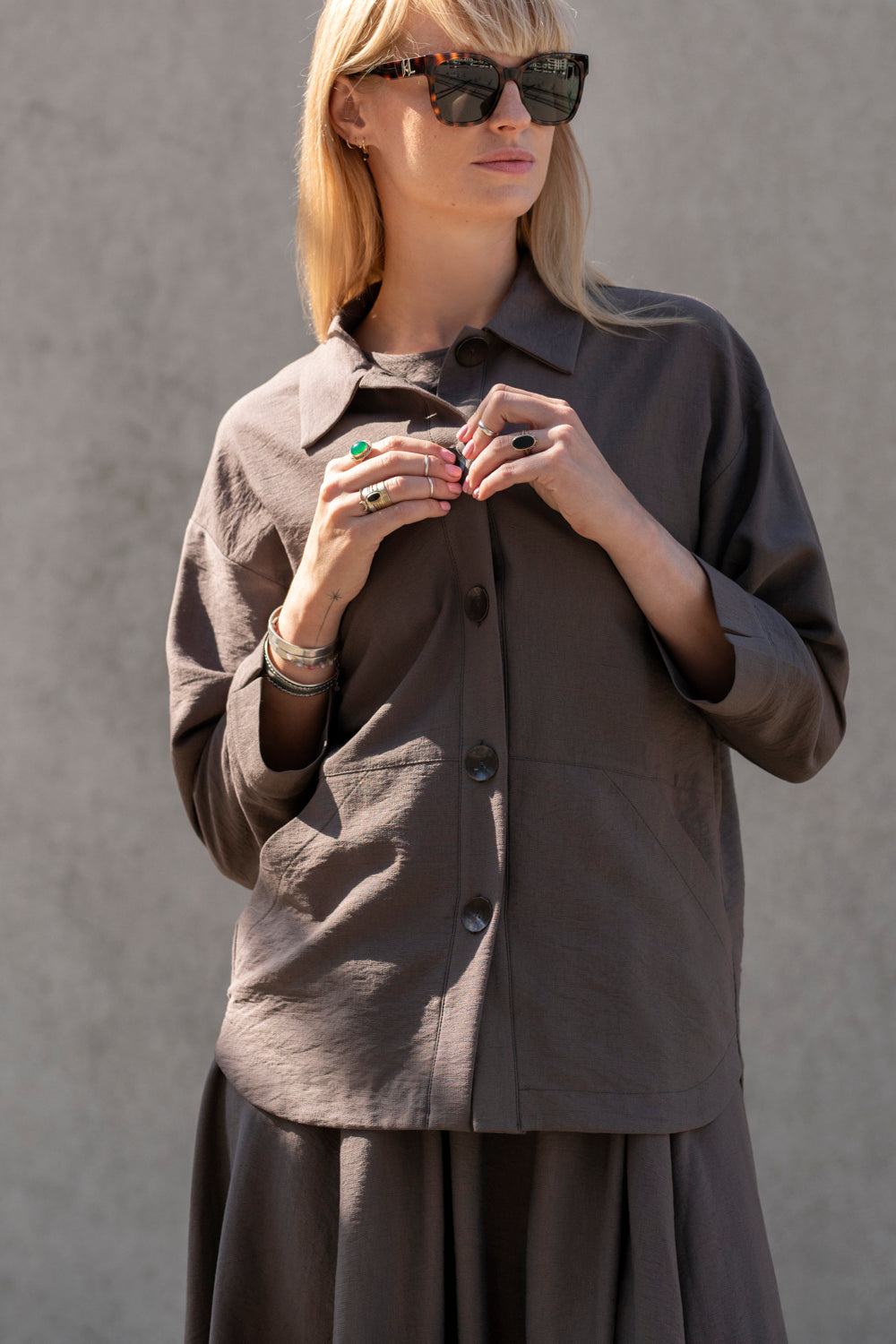 Echo viscose shirt with pockets – cocoa