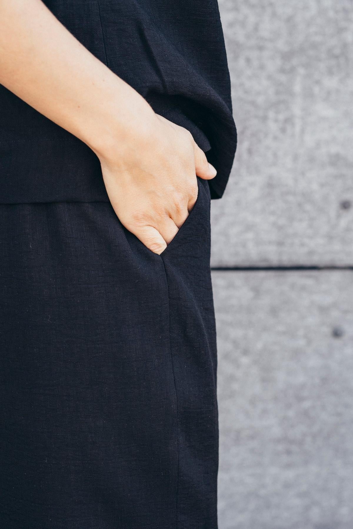 Echo Viscose Wide Leg Trousers – Black