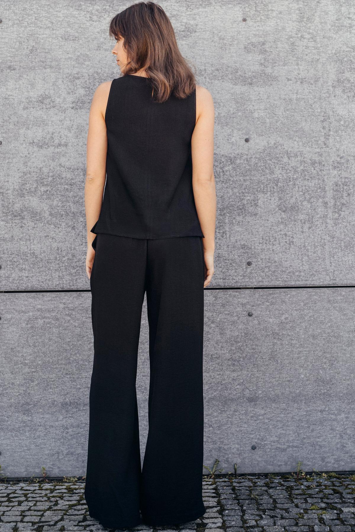 Echo Viscose Wide Leg Trousers – Black