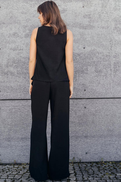 Echo Viscose Wide Leg Trousers – Black